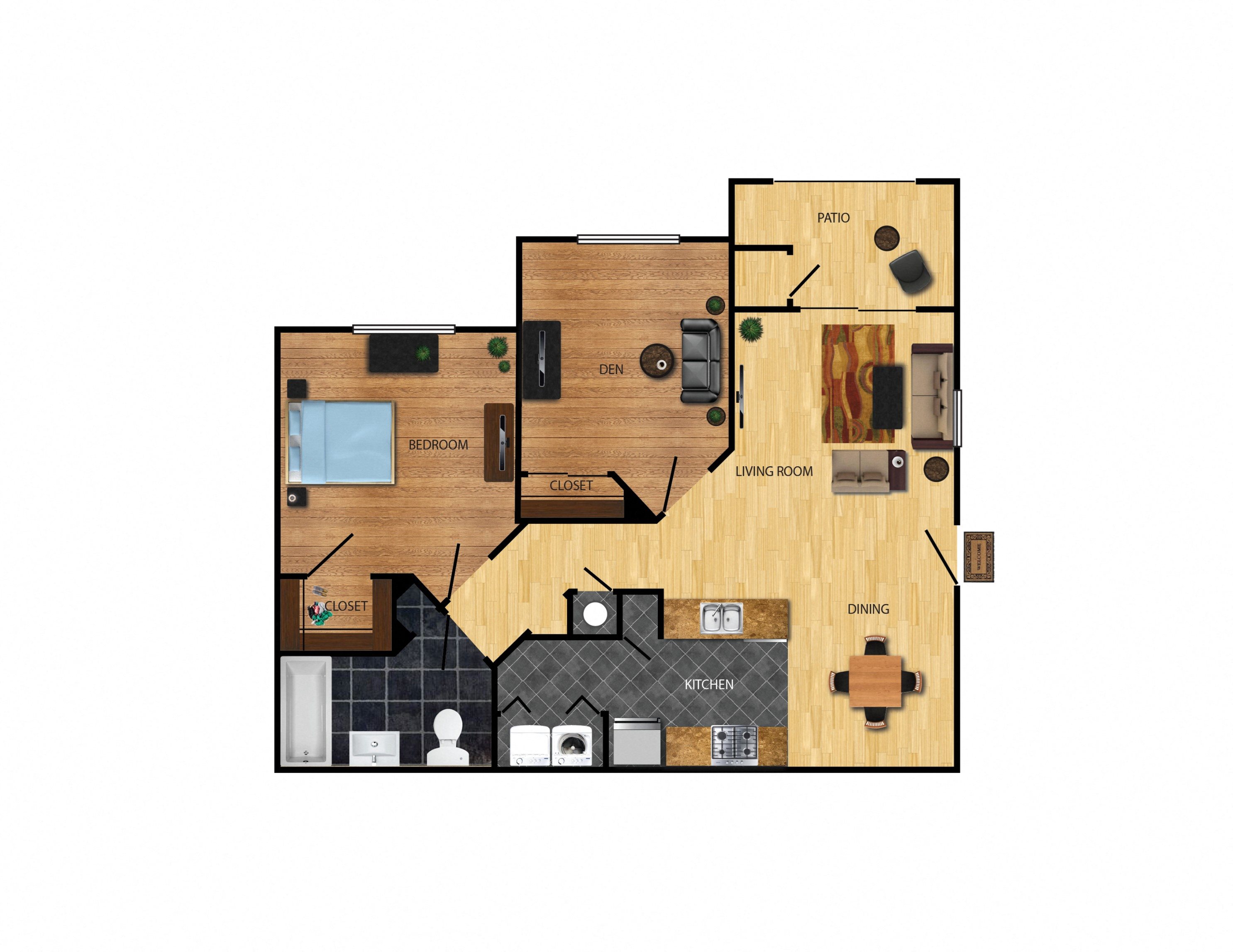 2 bedroom 1 bathroom floor plan at Crescent Ridge in Tucson, AZ